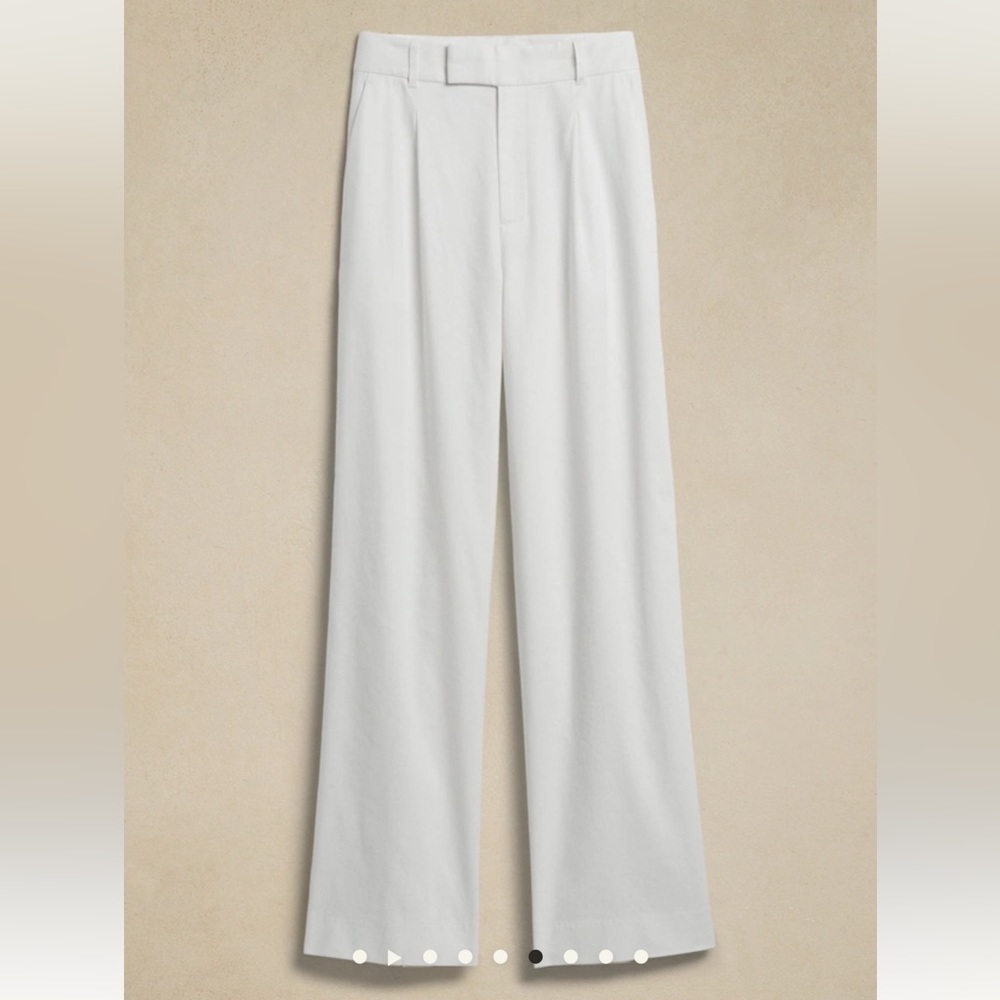 BR high-rise linen cotton pant, white, size 8. Brand new with tags